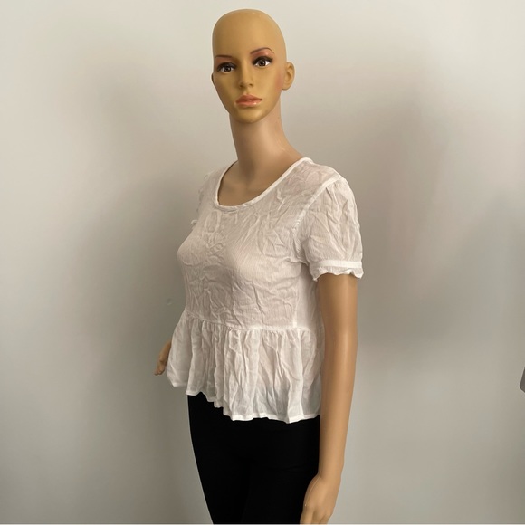White Sheer Peplum Tie-back Top - Picture 3 of 8